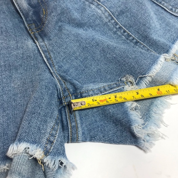 Madden NYC Denim Blue Cut-Off Elastic Waist Cargo Short Shorts Size S - Picture 10 of 14
